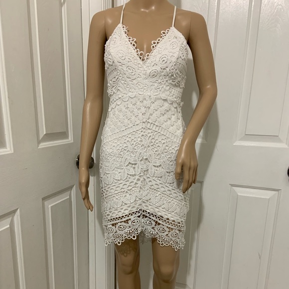 astr lace bodycon dress ASTR the Label | Berenice Lace Trim Midi Dress in Black